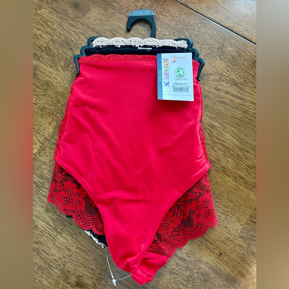 Joyspun Women's Lace Hipster Panties 3 Pk Size XXXL(22)